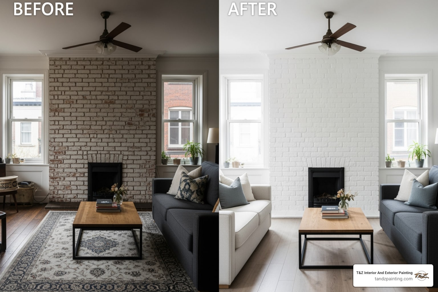 painting interior brick walls