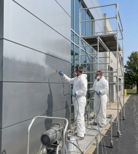 durable metal protection spraying Lombard commercial steel building facade