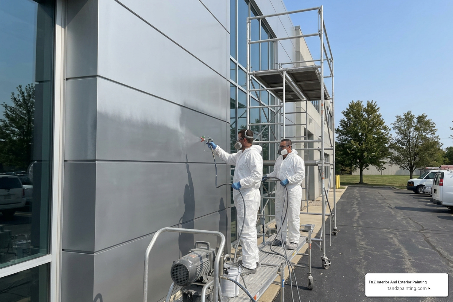 durable metal protection spraying Lombard commercial steel building facade