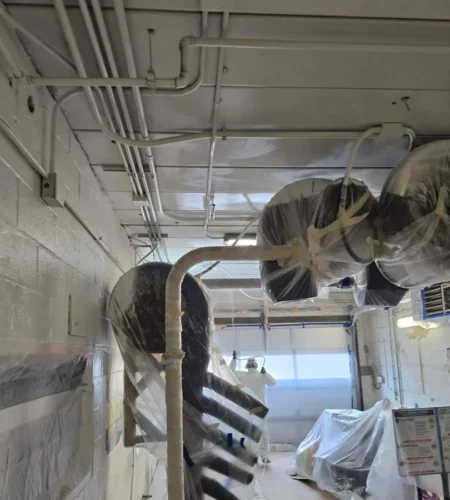 Industrial metal spray painting facility in Illinois