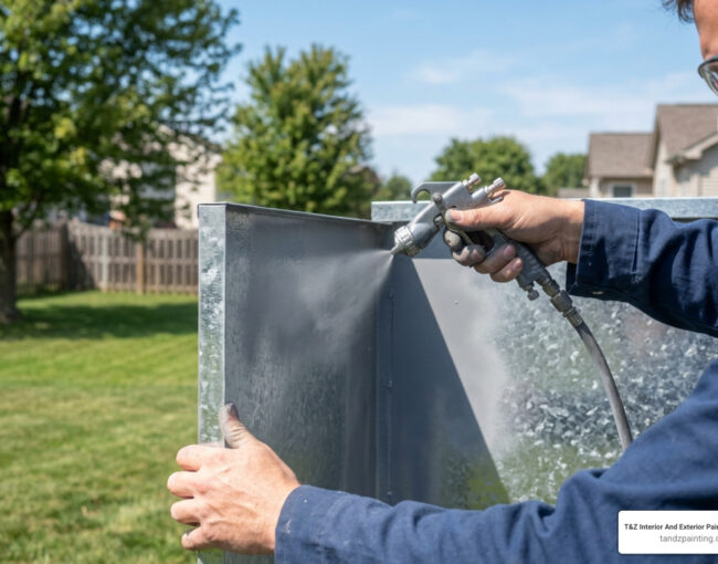 spray painting galvanized metal