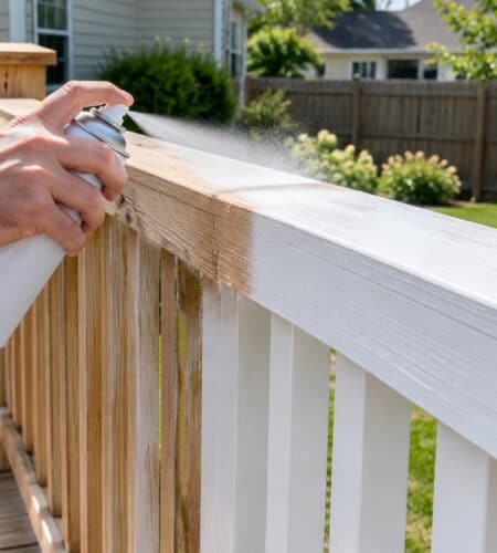 Spray paint deck railing