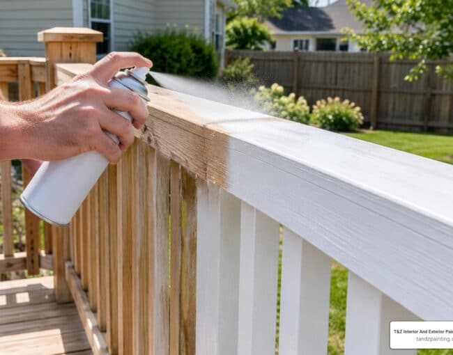 Spray paint deck railing
