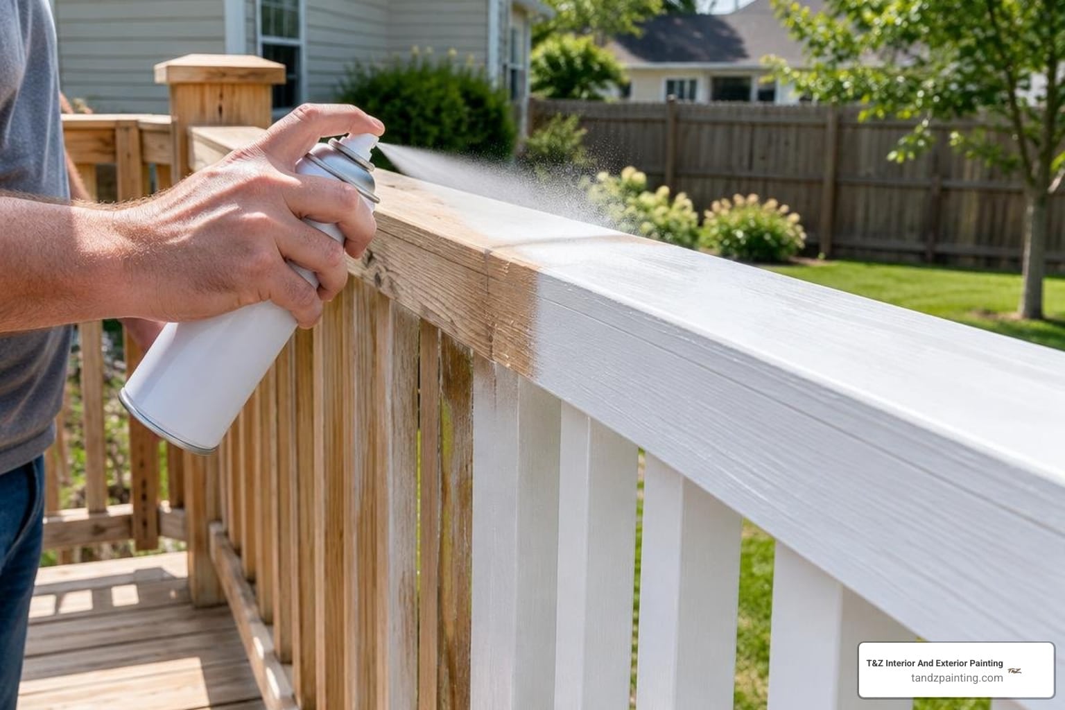 Spray paint deck railing