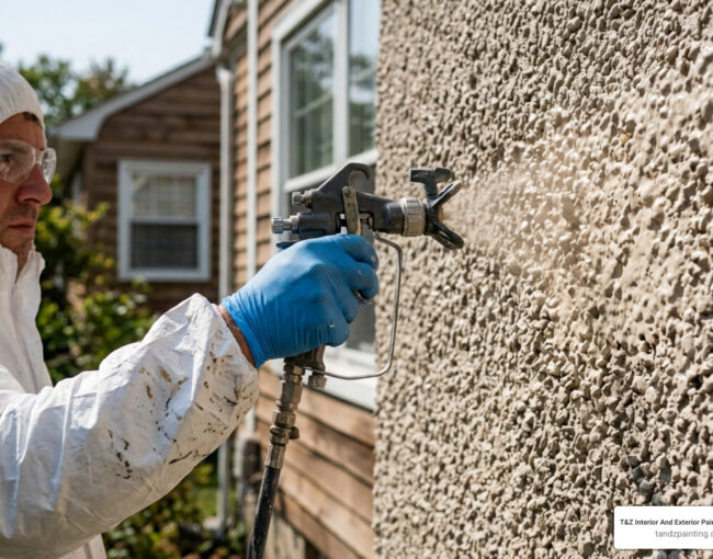spray painting pebble dash walls