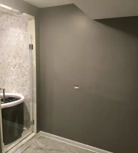 satin paint on modern bathroom walls