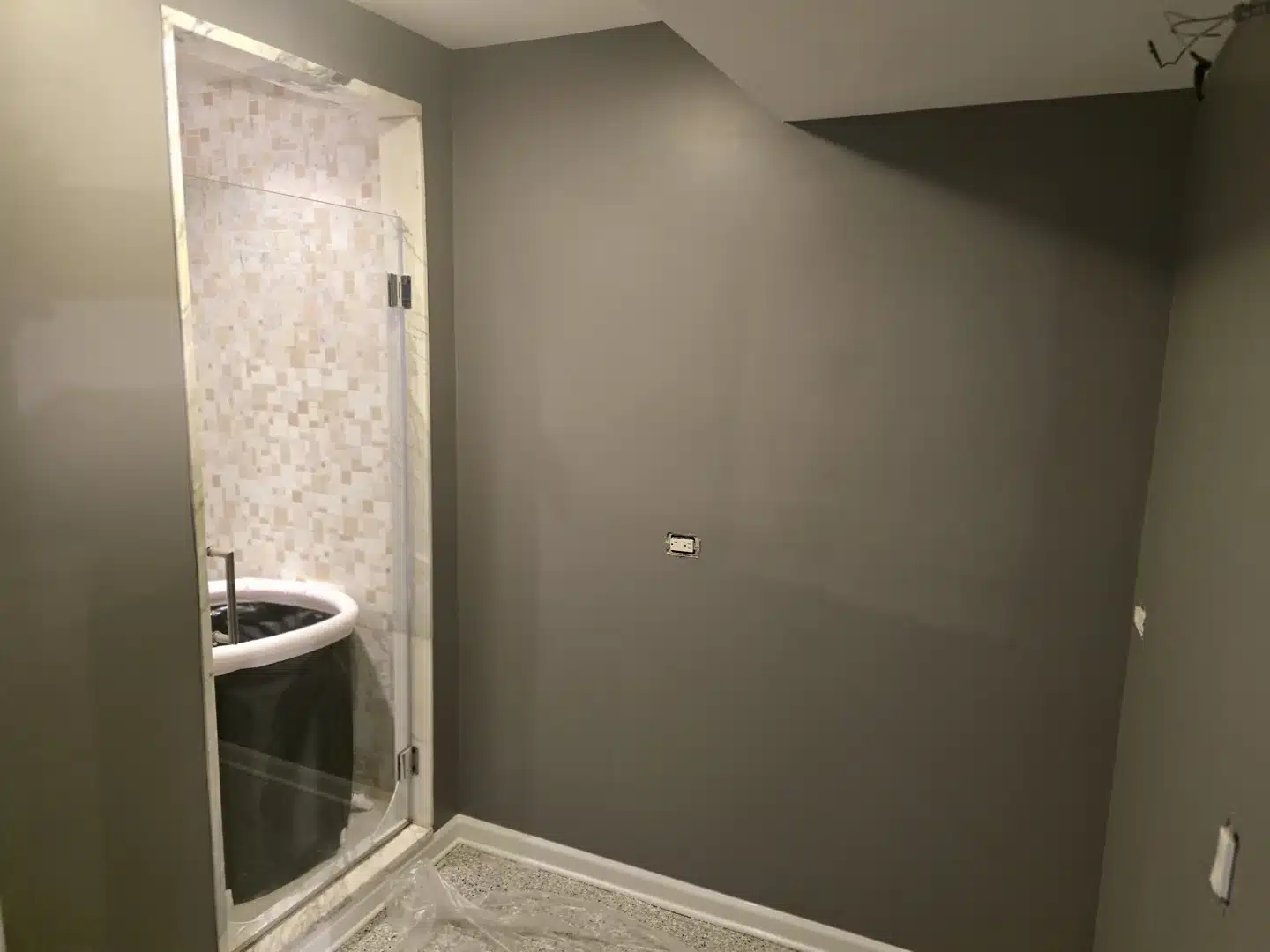 satin paint on modern bathroom walls