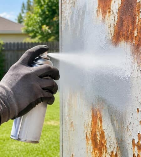 spray painting rusted metal